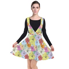 Abstract Flowers And Circle Plunge Pinafore Dress by DinzDas