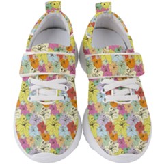 Abstract Flowers And Circle Kids  Velcro Strap Shoes by DinzDas