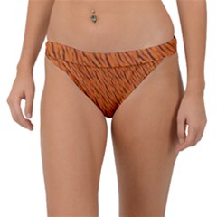 Animal Skin - Lion And Orange Skinnes Animals - Savannah And Africa Band Bikini Bottom by DinzDas