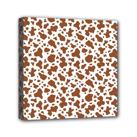 Animal Skin - Brown Cows Are Funny And Brown And White Mini Canvas 6  X 6  (stretched) by DinzDas