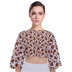 Animal Skin - Brown Cows Are Funny And Brown And White Tie Back Butterfly Sleeve Chiffon Top by DinzDas