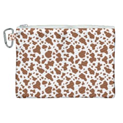 Animal Skin - Brown Cows Are Funny And Brown And White Canvas Cosmetic Bag (xl) by DinzDas