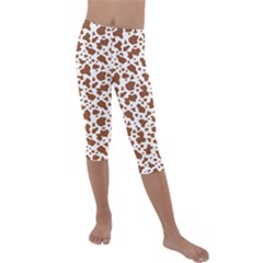 Animal Skin - Brown Cows Are Funny And Brown And White Kids  Lightweight Velour Capri Leggings  by DinzDas
