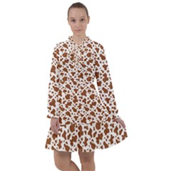 Animal Skin - Brown Cows Are Funny And Brown And White All Frills Chiffon Dress by DinzDas