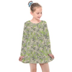 Camouflage Urban Style And Jungle Elite Fashion Kids  Long Sleeve Dress by DinzDas