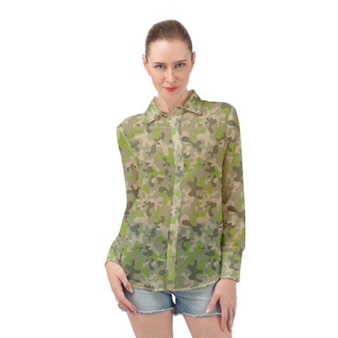 Camouflage Urban Style And Jungle Elite Fashion Long Sleeve Chiffon Shirt by DinzDas