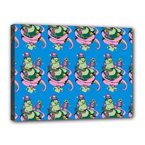 Monster And Cute Monsters Fight With Snake And Cyclops Canvas 16  X 12  (stretched) by DinzDas