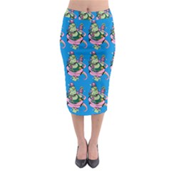 Monster And Cute Monsters Fight With Snake And Cyclops Midi Pencil Skirt by DinzDas