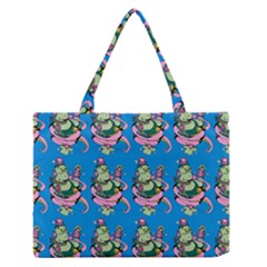 Monster And Cute Monsters Fight With Snake And Cyclops Zipper Medium Tote Bag by DinzDas