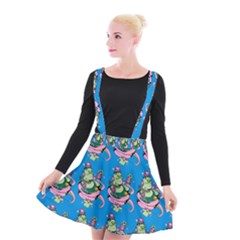 Monster And Cute Monsters Fight With Snake And Cyclops Suspender Skater Skirt by DinzDas