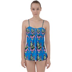 Monster And Cute Monsters Fight With Snake And Cyclops Babydoll Tankini Set by DinzDas