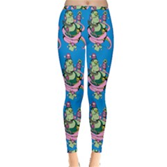 Monster And Cute Monsters Fight With Snake And Cyclops Inside Out Leggings by DinzDas