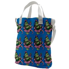 Monster And Cute Monsters Fight With Snake And Cyclops Canvas Messenger Bag by DinzDas