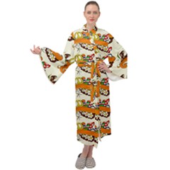 Love And Flowers And Peace Fo All Hippies Maxi Velour Kimono by DinzDas