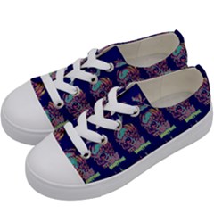 Jaw Dropping Horror Hippie Skull Kids  Low Top Canvas Sneakers by DinzDas