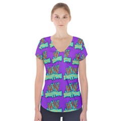 Jaw Dropping Comic Big Bang Poof Short Sleeve Front Detail Top by DinzDas