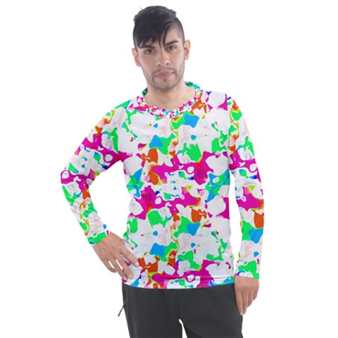 Bright Multicolored Abstract Print Men s Pique Long Sleeve Tee by dflcprintsclothing