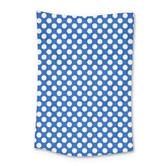 Pastel Blue, White Polka Dots Pattern, Retro, Classic Dotted Theme Small Tapestry by Casemiro