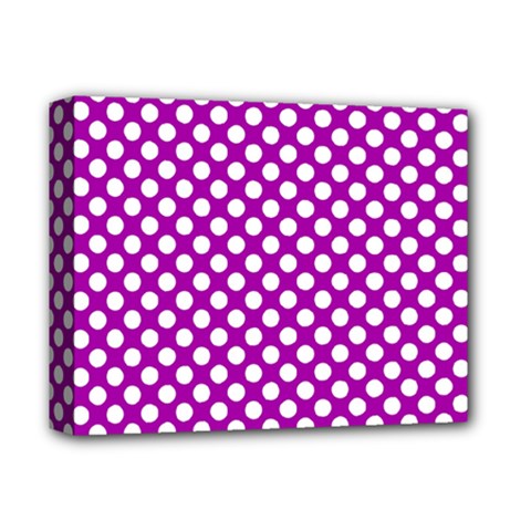 White And Purple, Polka Dots, Retro, Vintage Dotted Pattern Deluxe Canvas 14  X 11  (stretched) by Casemiro