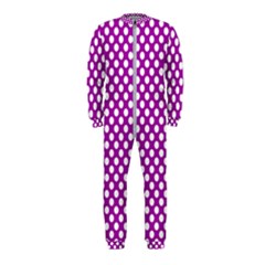 White And Purple, Polka Dots, Retro, Vintage Dotted Pattern Onepiece Jumpsuit (kids) by Casemiro