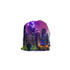 Lujiazui District Nigth Scene, Shanghai China Drawstring Pouch (xs) by dflcprintsclothing