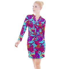 Dinos Button Long Sleeve Dress by Sobalvarro