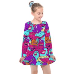 Dinos Kids  Long Sleeve Dress by Sobalvarro