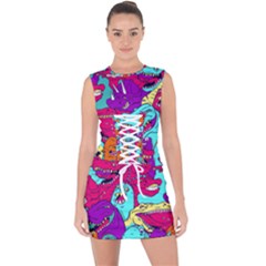 Dinos Lace Up Front Bodycon Dress by Sobalvarro