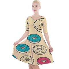 Donuts Quarter Sleeve A-line Dress by Sobalvarro