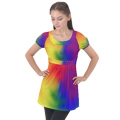 Rainbow Colors Lgbt Pride Abstract Art Puff Sleeve Tunic Top by yoursparklingshop