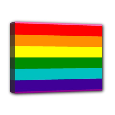 Original 8 Stripes Lgbt Pride Rainbow Flag Deluxe Canvas 16  X 12  (stretched)  by yoursparklingshop