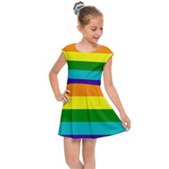 Original 8 Stripes Lgbt Pride Rainbow Flag Kids  Cap Sleeve Dress by yoursparklingshop