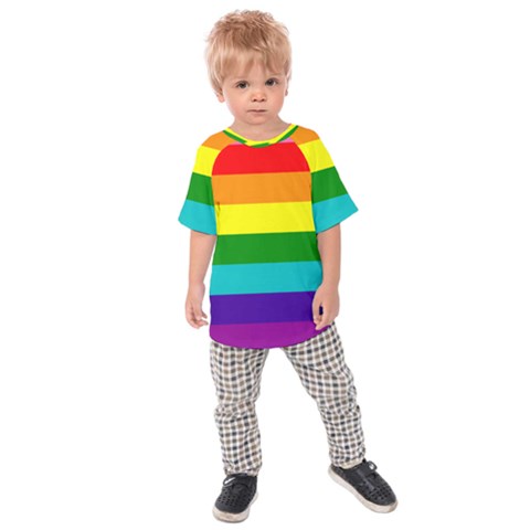 Original 8 Stripes Lgbt Pride Rainbow Flag Kids  Raglan Tee by yoursparklingshop