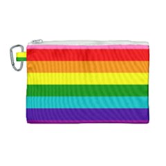 Original 8 Stripes Lgbt Pride Rainbow Flag Canvas Cosmetic Bag (large) by yoursparklingshop