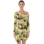 Yellow Roses Off Shoulder Top with Skirt Set