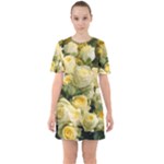 Yellow Roses Sixties Short Sleeve Mini Dress
