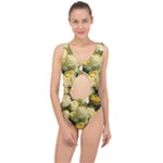 Yellow Roses Center Cut Out Swimsuit