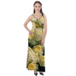 Yellow Roses Sleeveless Velour Maxi Dress
