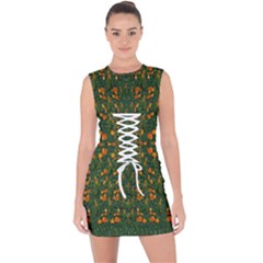 Sakura Tulips Giving Fruit In The Festive Temple Forest Lace Up Front Bodycon Dress by pepitasart