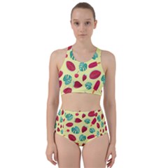 Watermelons, Fruits And Ice Cream, Pastel Colors, At Yellow Racer Back Bikini Set by Casemiro