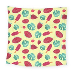 Watermelons, Fruits And Ice Cream, Pastel Colors, At Yellow Square Tapestry (large) by Casemiro