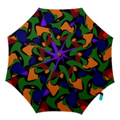 Trippy Paint Splash, Asymmetric Dotted Camo In Saturated Colors Hook Handle Umbrellas (small) by Casemiro
