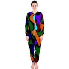 Trippy Paint Splash, Asymmetric Dotted Camo In Saturated Colors Onepiece Jumpsuit (ladies)  by Casemiro