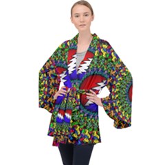Grateful Dead Long Sleeve Velvet Kimono  by Sapixe
