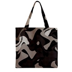 Trippy Sepia Paint Splash, Brown, Army Style Camo, Dotted Abstract Pattern Zipper Grocery Tote Bag