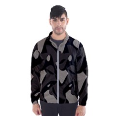 Trippy Sepia Paint Splash, Brown, Army Style Camo, Dotted Abstract Pattern Men s Windbreaker by Casemiro