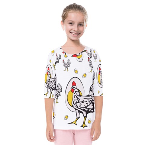 Roseanne Chicken, Retro Chickens Kids  Quarter Sleeve Raglan Tee by EvgeniaEsenina