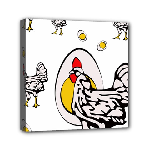 Roseanne Chicken, Retro Chickens Mini Canvas 6  X 6  (stretched) by EvgeniaEsenina