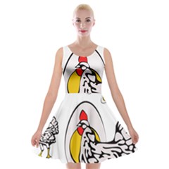 Roseanne Chicken, Retro Chickens Velvet Skater Dress by EvgeniaEsenina