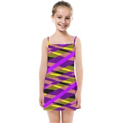 Abstract Geometric Blocks, Yellow, Orange, Purple Triangles, Modern Design Kids  Summer Sun Dress by Casemiro